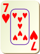 Изображение игральной карты c рамкой "Heart 7" (Heart 7)