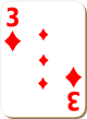 Изображение игральной карты с белым фоном "Diamond 3" (Diamond 3)