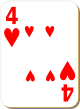 Изображение игральной карты с белым фоном "Heart 4" (Heart 4)